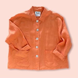 Flax Sz Medium Linen Lagenlook Blazer / Jacket